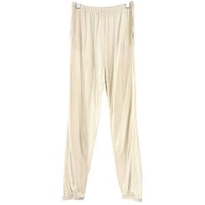 Na Nin Cream White Wild Raw Silk Noil Relaxed Loose Fit Jogger Pants sz M